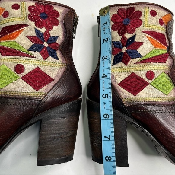 RARE Freebird by Steven Disco Western Tapestry Distressed Rust Leather Boho Boot - Picture 15 of 16